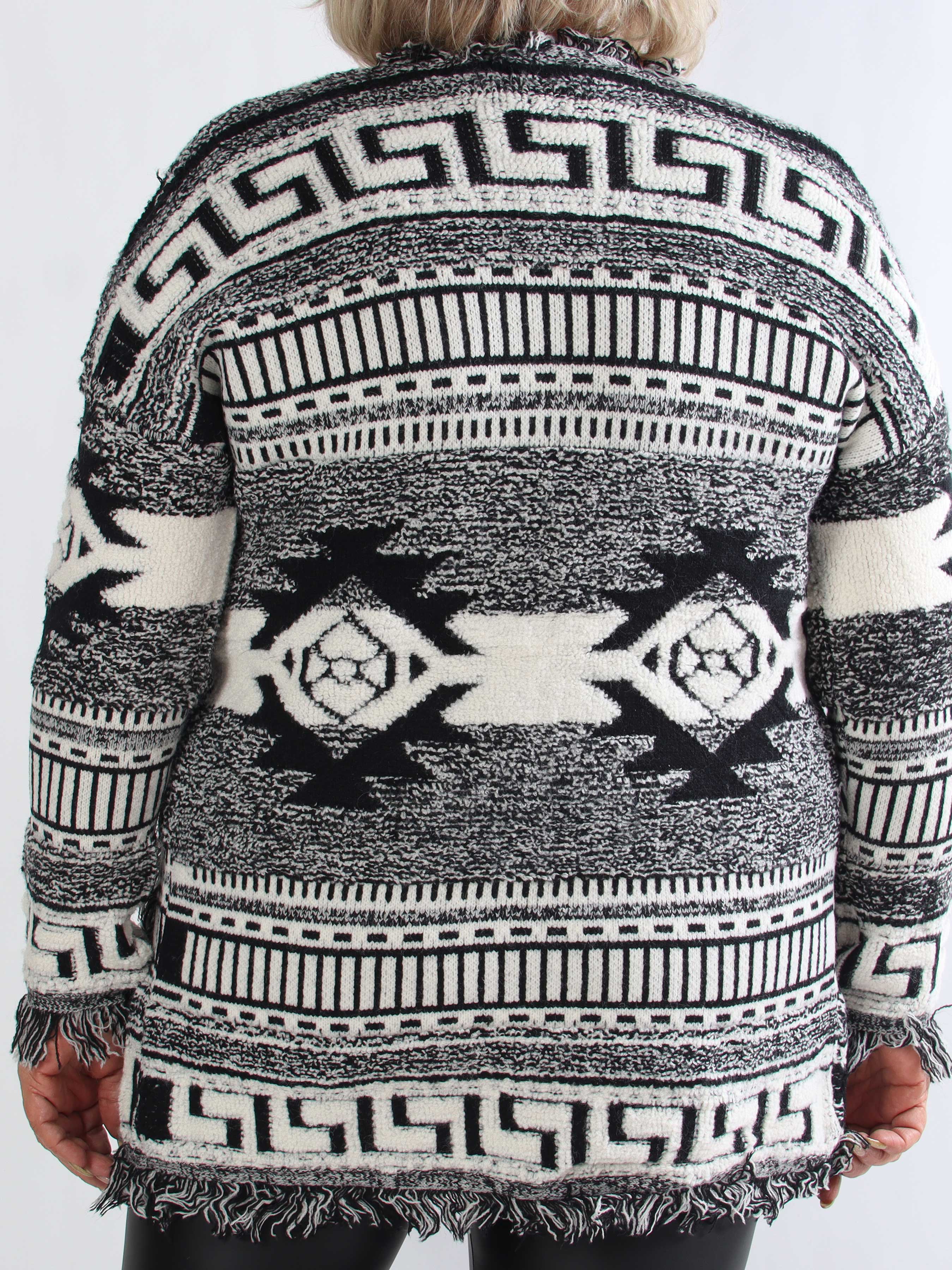 Sannie - Blød plus size cardigan med flot mønstee